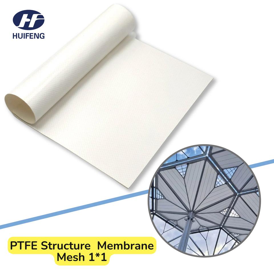 Mesh 1*1 PTFE Membrane Structure Fiberglass Material Grid Film Material That Can Be Used in Building