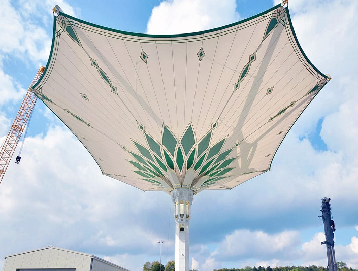 PVC Coated Fabric for Tensile Membrane Structures Flame Retardant Material for Roof Covers, Sunshades, Awnings, and Tents