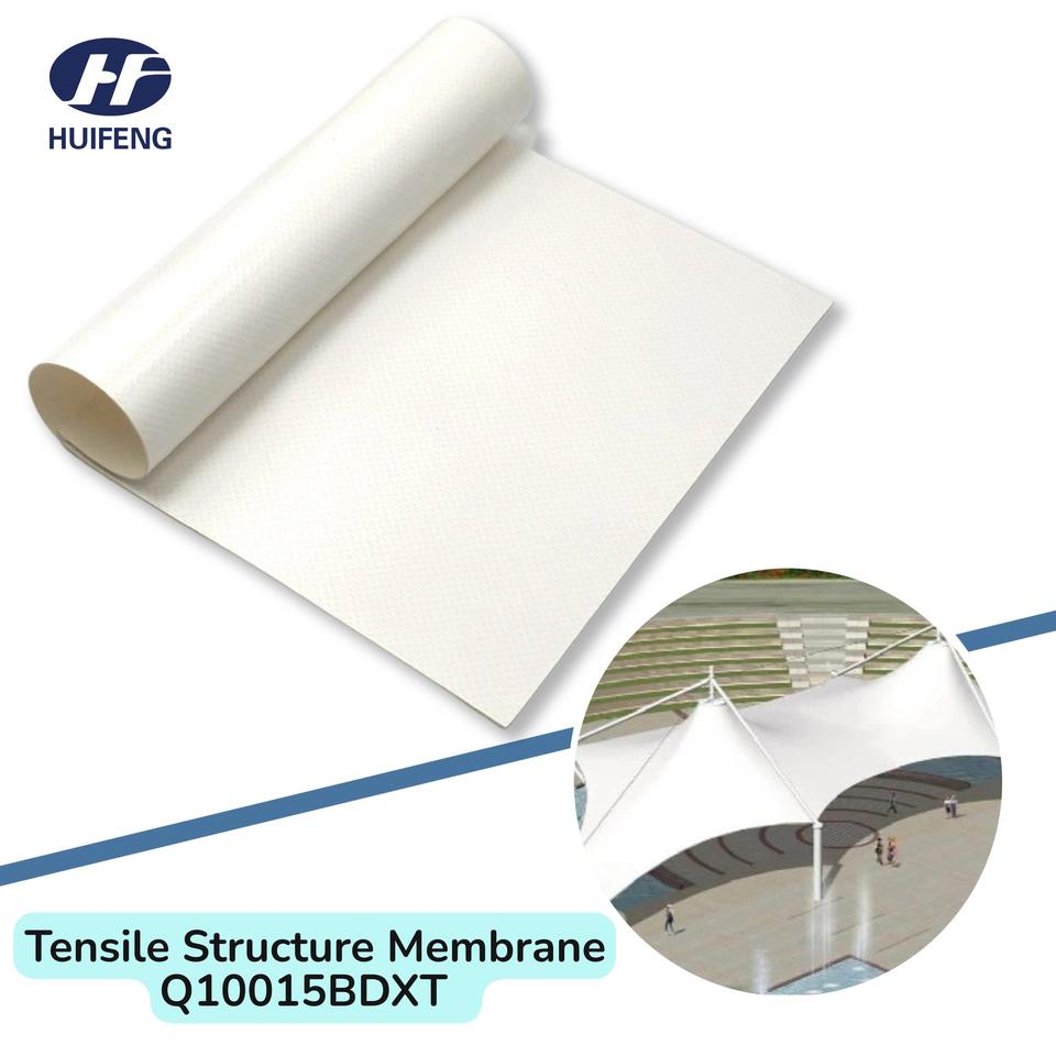 Q10015BDXT PVC Coated Fabric Tensile Structure Membrane Building Roof Cover Sunshade Awning FR Fire Resistance Material