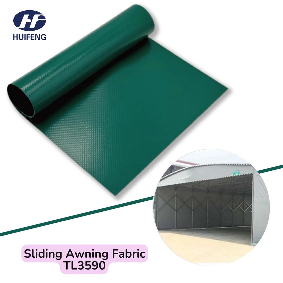 TL3590 PVC Coated Tarpaulin Sliding Awning Fabric PVC Coated Fabric Outdoor Shade Solution Retractable Sun Protection