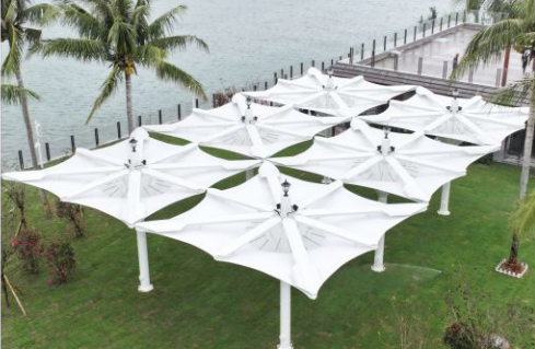 FR Fire Resistance PVC Coated Fabric Woven Tent Fabric for Membrane Building Roof Cover Sunshade Awning Tensile Structure