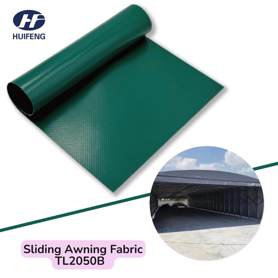 TL2050B PVC Coated Tarpaulin Sliding Awning Fabric PVC Coated Polyester Fabric Industrial Fabric Waterproof Retractable Pergola