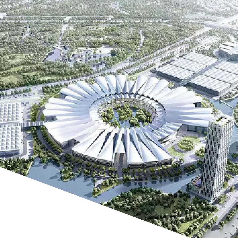 TB8K PTFE Membrane Structure High Strength Sunshade Structure Large Sports Venues Stadium Membrane Structure