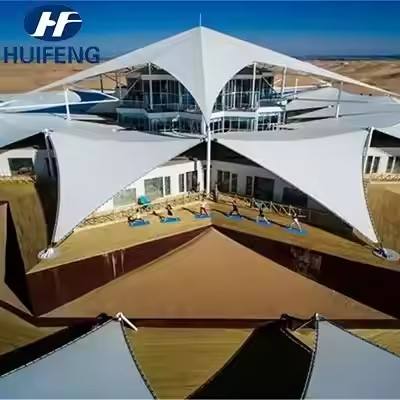 High Quality FR PVC Coated Fire Resistant Woven Tent Fabric for Membrane Roof, Awning &amp; Tensile Structure Cover, Sunshade