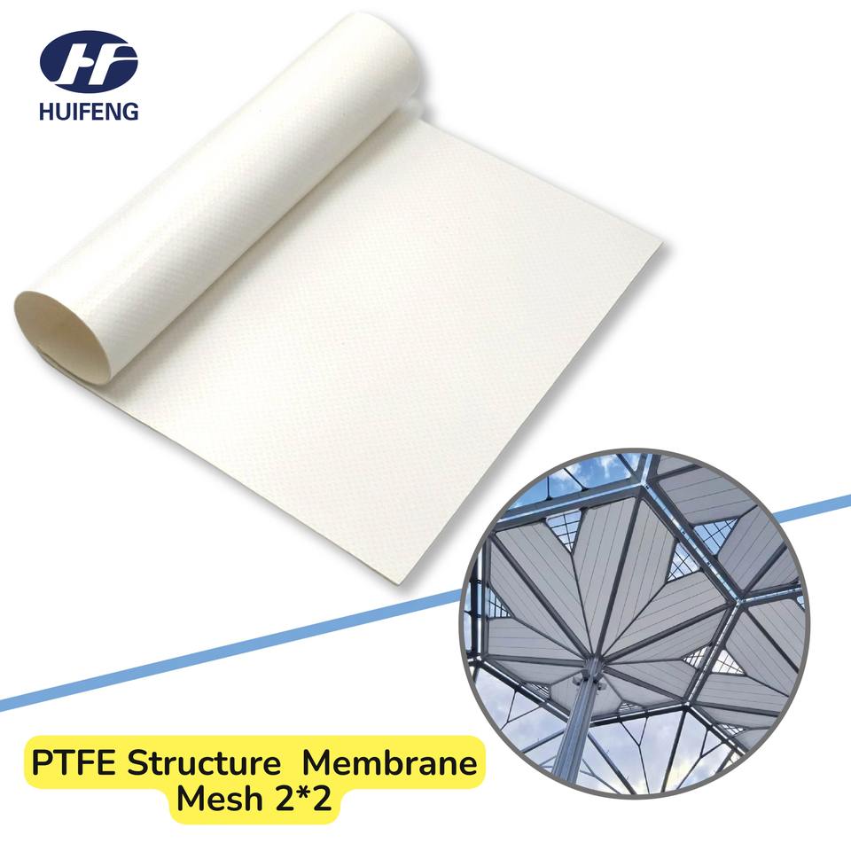 Mesh 2*2 PTFE Membrane Structure Steel Structure Tensile Membrane Structures for Outdoor Stadium Roof