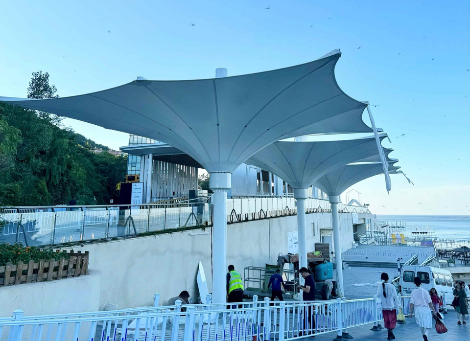 950g PVC Coated Fabric Custom Tensile Membrane Water-Resistant UV-Safe High Tearing Strength Waterproof Technics