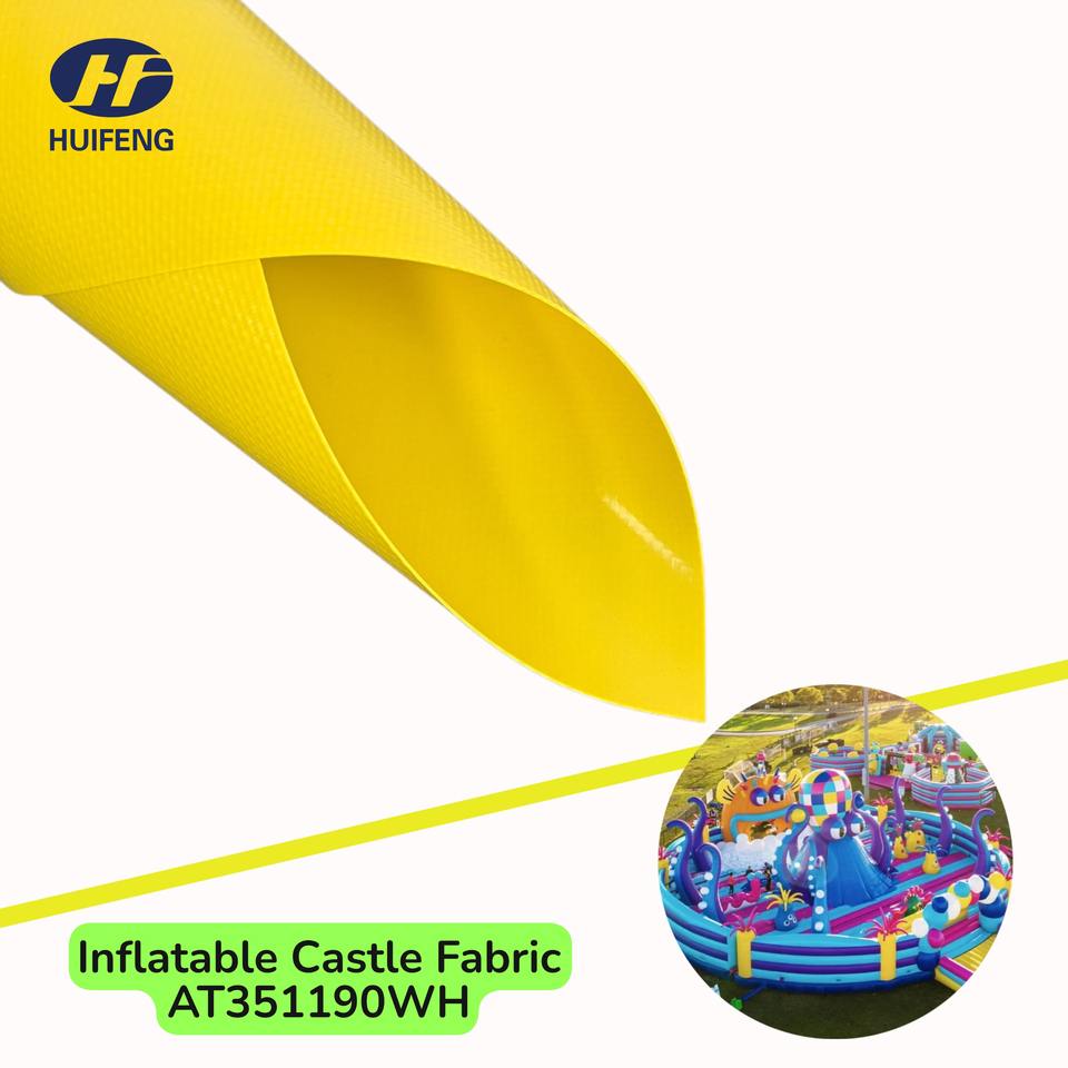 AT351190WH Inflatable Castle Fabric PVC Coated Polyester Fabric Indoor Castle Giant Inflatable Theme Park Trampoline Fabric