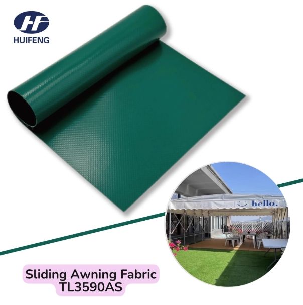 Waterproof PVC-Coated Tarpaulin Retractable Awning Fabric for Pergolas, Events, and Industrial Applications
