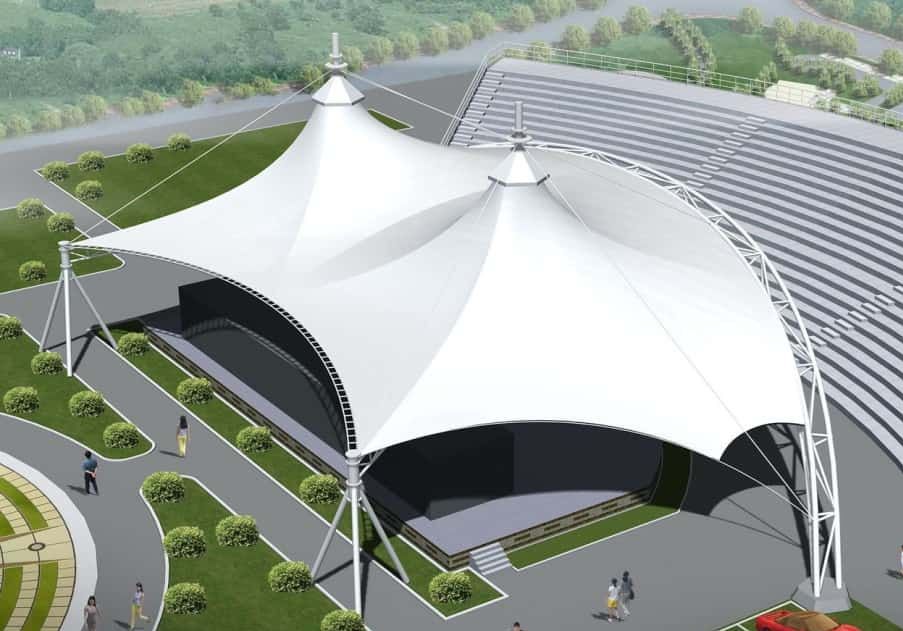 Q9014BDXT PVC Coated Fabric Tensile Structure Membrane Building Roof Cover FR Fire Resistance Material Architectural Structures