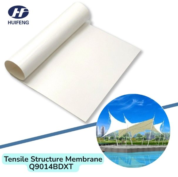 FR Fire Resistance PVC Coated Fabric Woven Tent Fabric for Membrane Building Roof Cover Sunshade Awning Tensile Structure