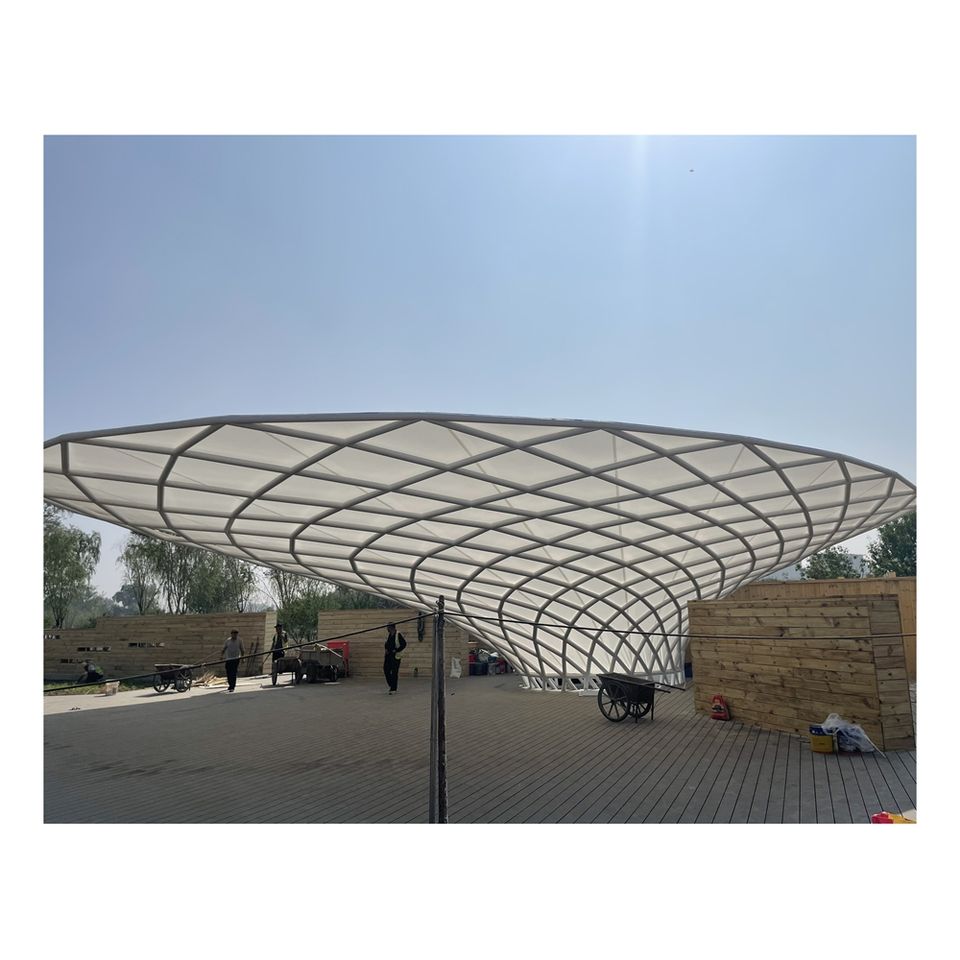 PVC Coated Fabric Tensile Structure Membrane Building Roof Cover Sunshade Awning FR Fire Resistance Material Tent Fabric