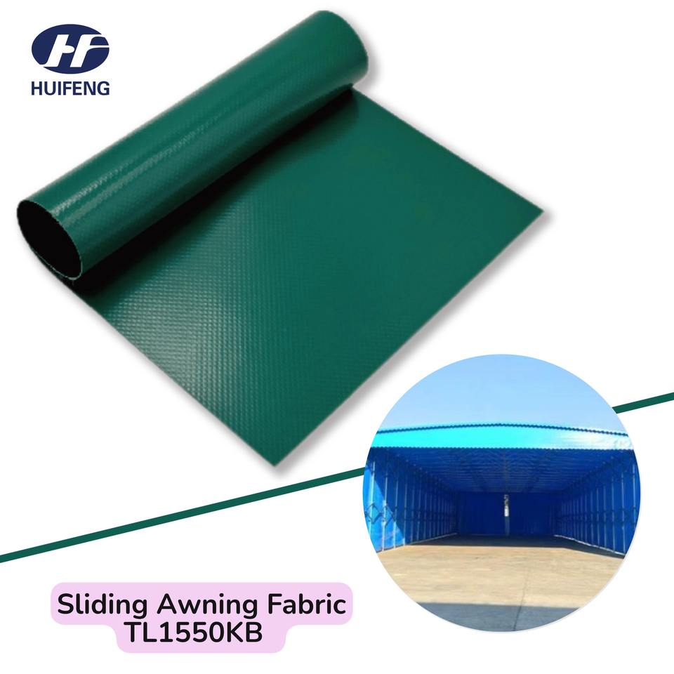 TL1550KB PVC Coated Tarpaulin Sliding Awning Fabric PVC Coated Fabric Waterproof Retractable Pergola Warp Knitted Fabric