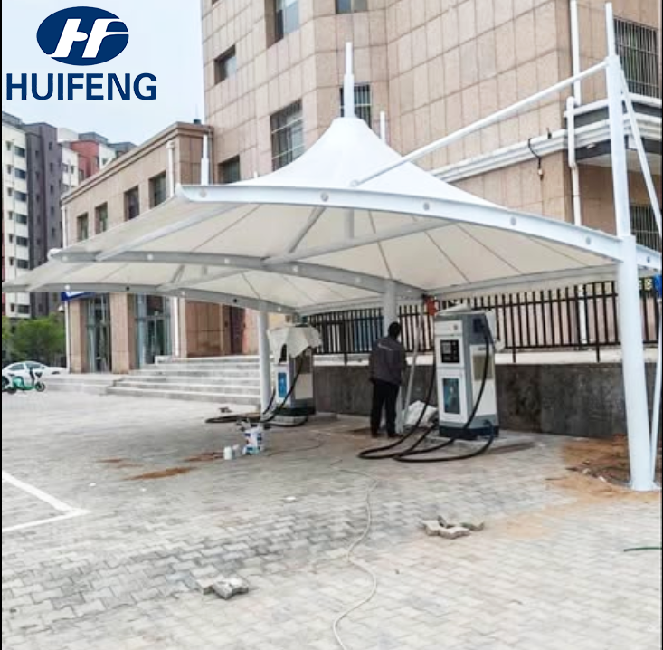 Eco-Friendly Fire-Resistant PVC Laminated Ripstop Fabric for Tensile Structures, Membrane Roofs, Sunshades &amp; Tents