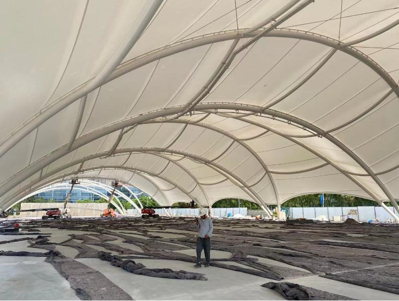 TB6K PTFE Membrane Structure Tensile Structure Roofing Building Fabric Material Excellent Weather Resistance