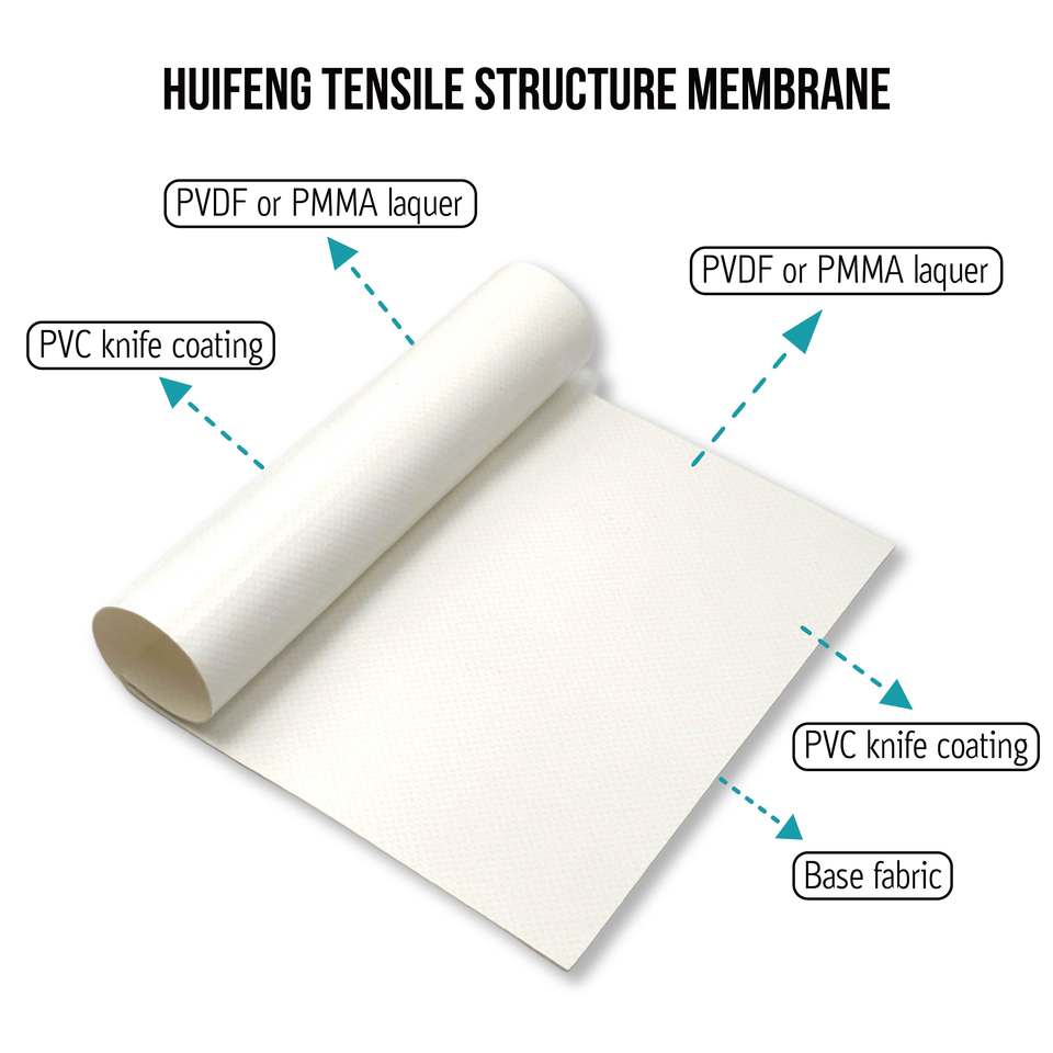 Q4209BD PVC Membrane Structure Carport Outdoor Tensile Membrane Structure Shelter Fabric for Event Wedding Party