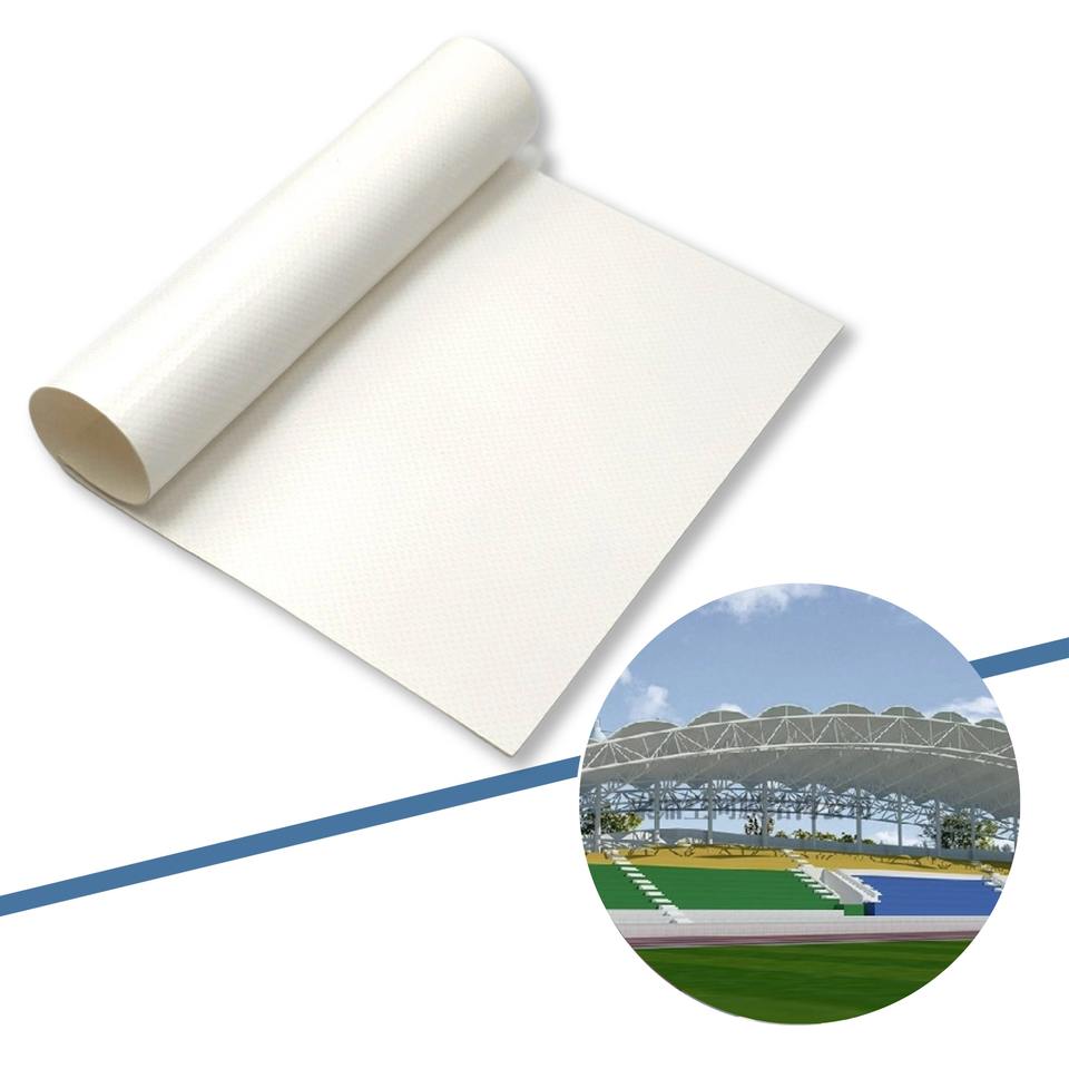 Q9014BDXT PVC Coated Fabric Tensile Structure Membrane Building Roof Cover FR Fire Resistance Material Stadium Roof