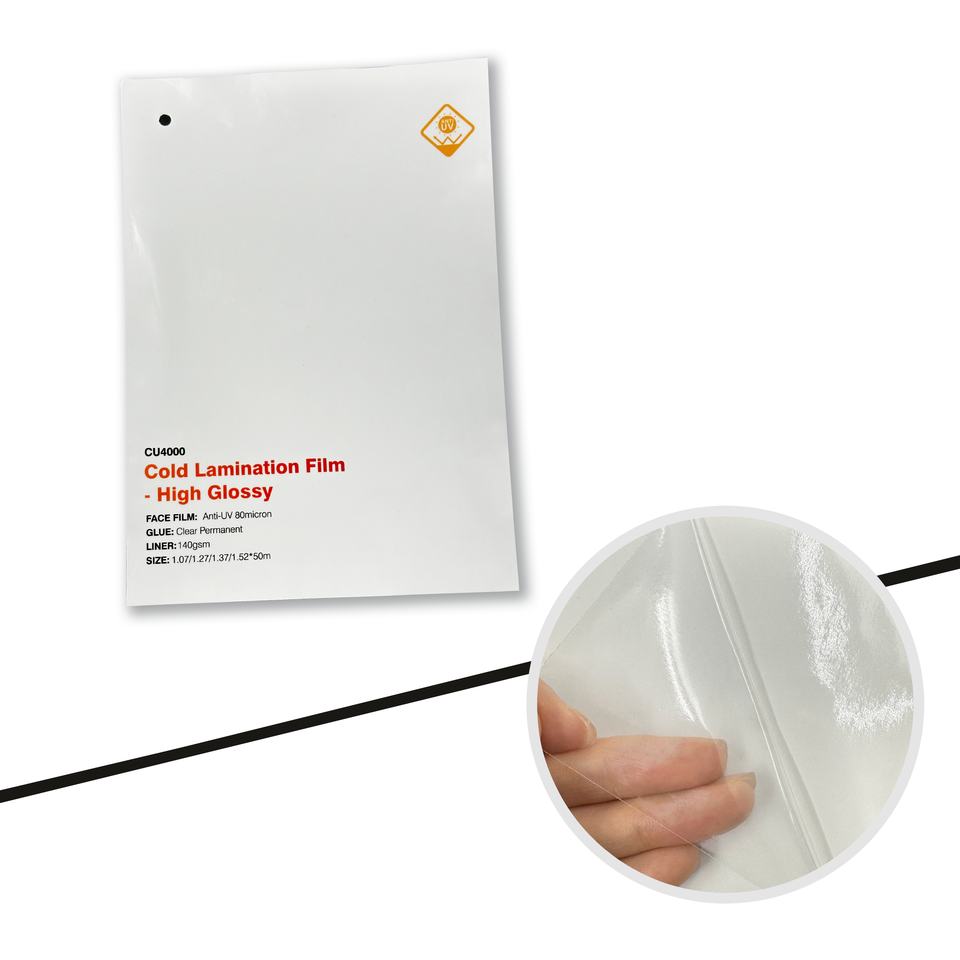 HF-CU4000 80 Micron 140G Anti-UV Cold Lamination Film Printable PVC Sticker Glossy Matte for Advertising Display