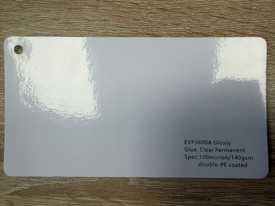 EVP3600A Glossy 100mic 140g Clear Permanent Glue Double PE Coated Release Paper