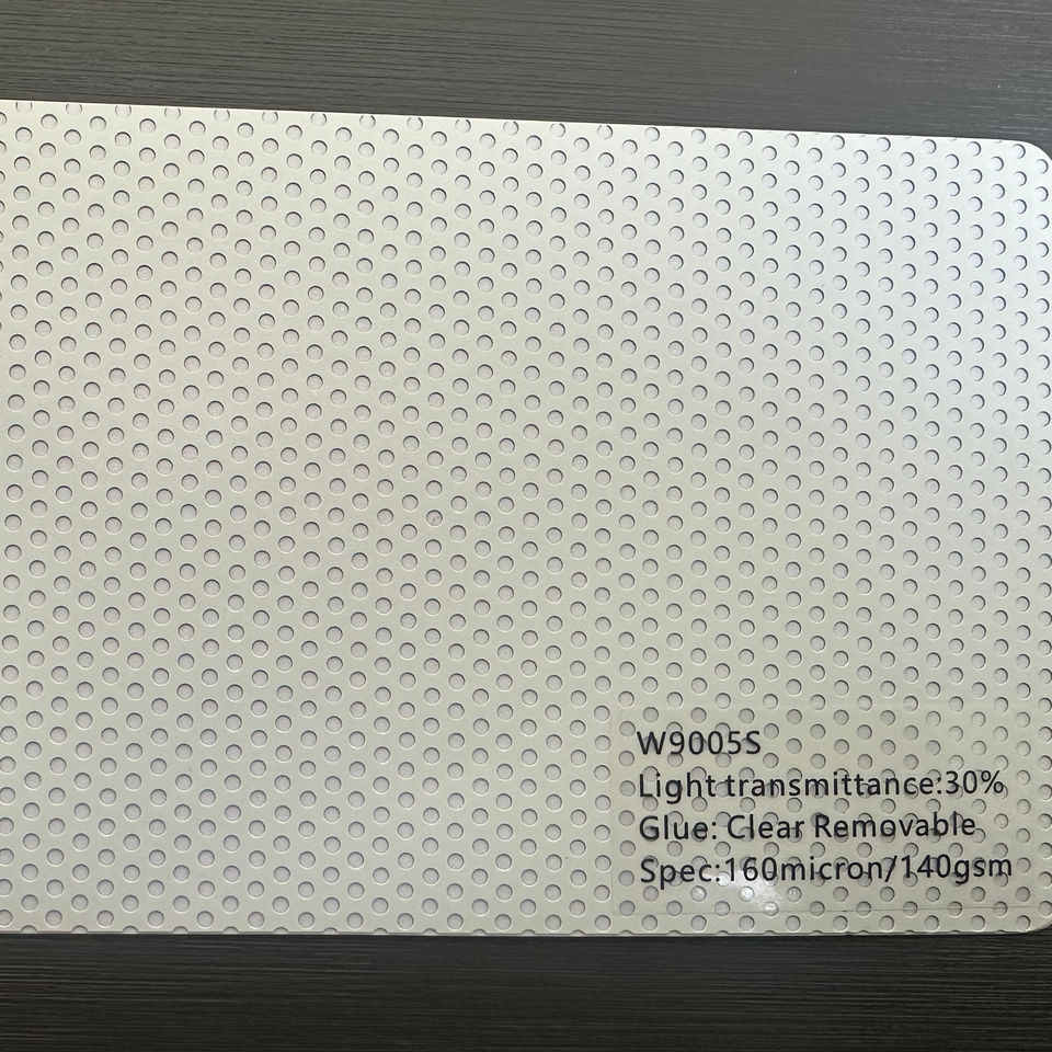 HF-W9005S 160 Micron 140G One Way Vision Printable PVC Vinyl Sticker 30% Light Transmittance for Advertising Display