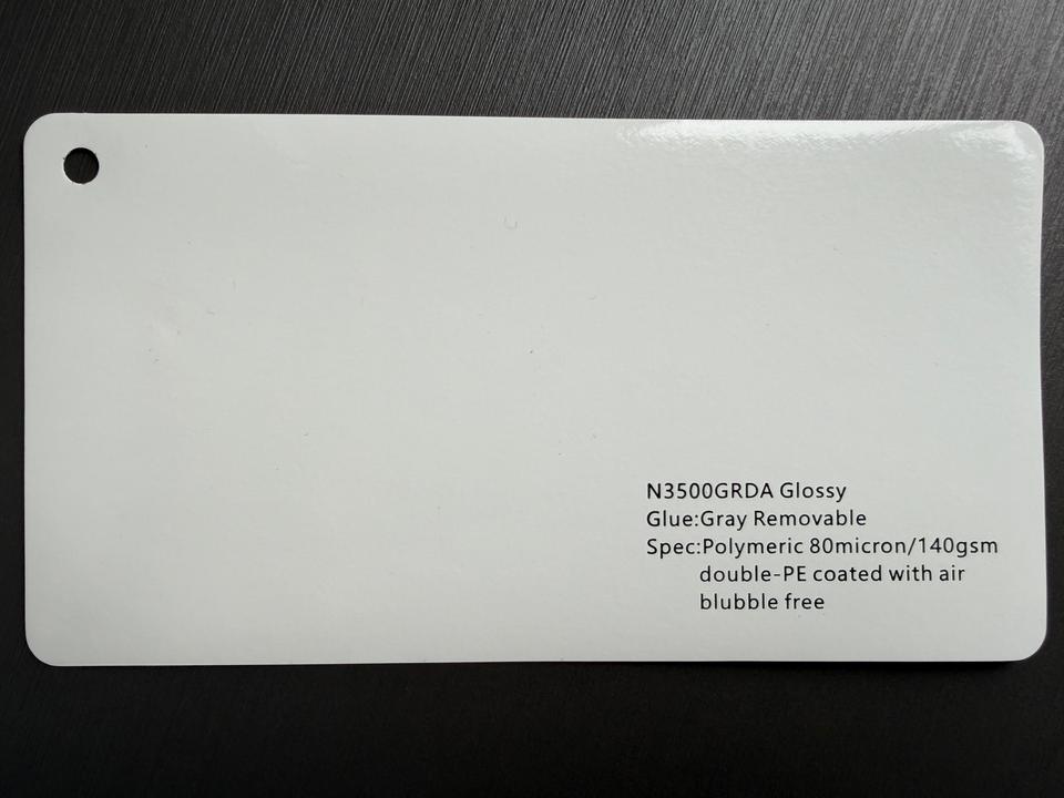 N3500GRDA Glossy 80mic 140g Gray Removable Glue With Air Bubble Free Double PE Coated Release Paper