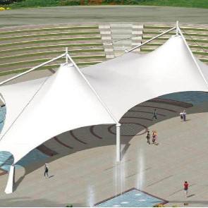 Q6212BD PVDF Architectural Outdoor Landscape Canopy Steel Tensile Shade Fabric Sail Membrane Structure