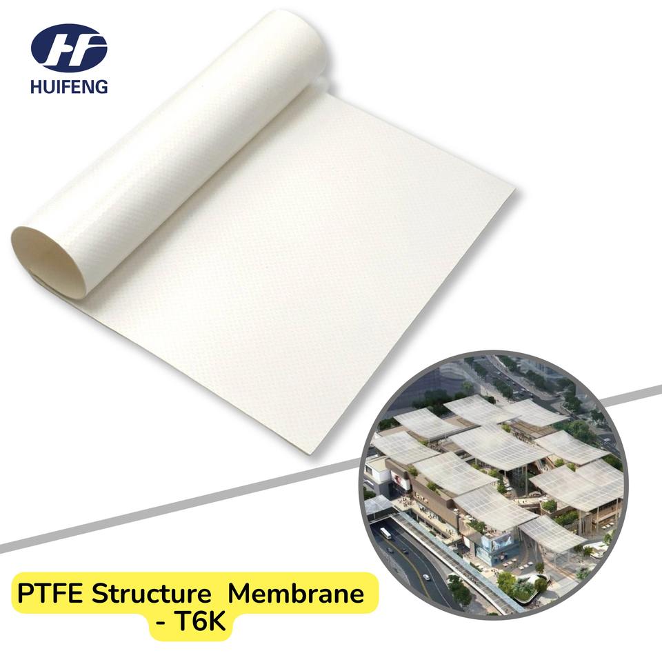 T6K 7000N/5cm PTFE Tensile Membrane Structure Stadium Roof Landscape Tensile Fabric Strength Membrane Structure