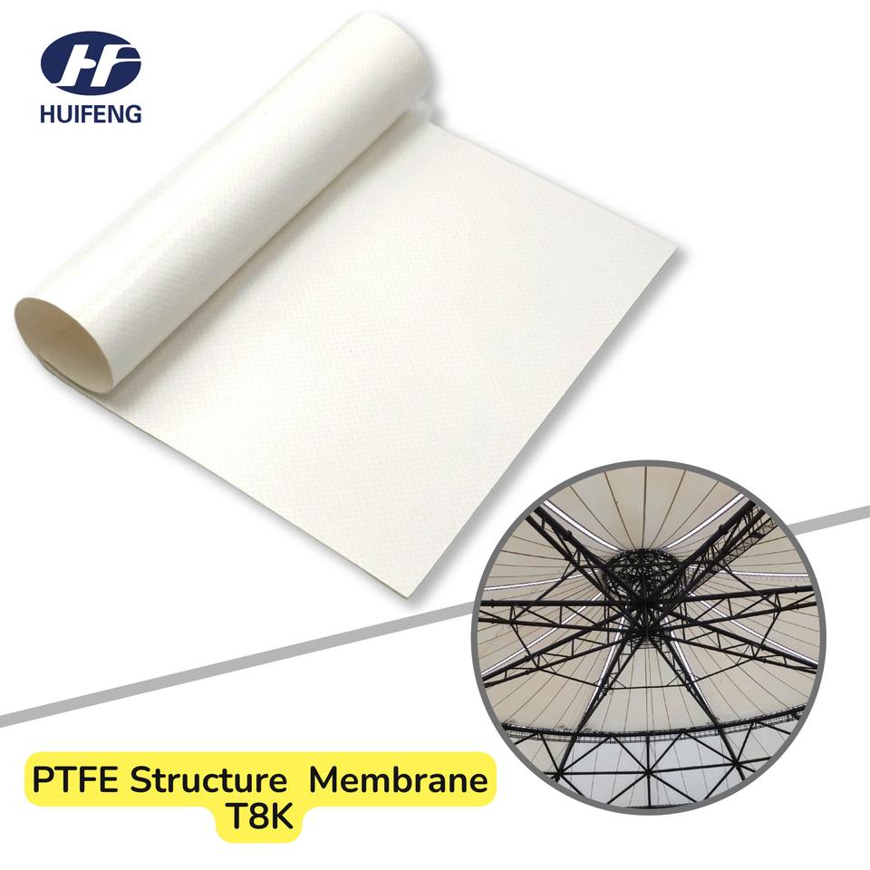 T8K 8000N PTFE Membrane Structure Water-Proof Tensile Fabric Steel Membrane Structure Tent/Gym/Sports Court Membrane Structure