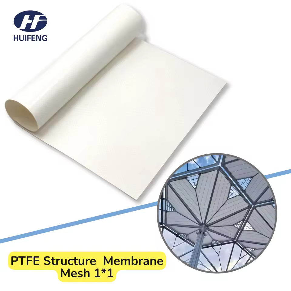 Mesh 1*1 PTFE Membrane Structure Fiberglass Material Grid Film Material That Can Be Used in Building
