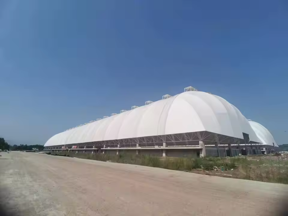 Tensile Membrane Roof Steel Structure Building Outdoor Parking Shed Basketball Court Canopy School Tennis Grandstand Sunshade