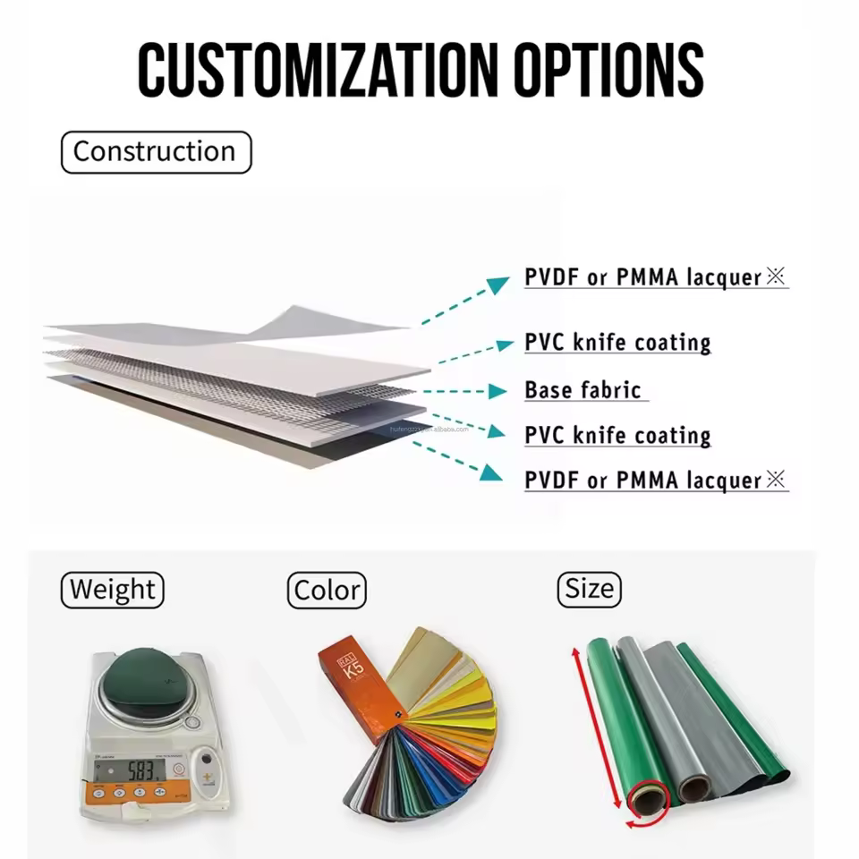 490G PVC Woven Texture Lightweight Flame Retardant Anti-UV Blackout Waterproof Tarpaulin for Outdoor Industry Tents
