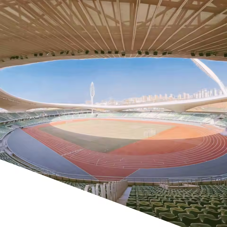 Mesh 2*2 PTFE Membrane Structure Steel Structure Tensile Membrane Structures for Outdoor Stadium Roof