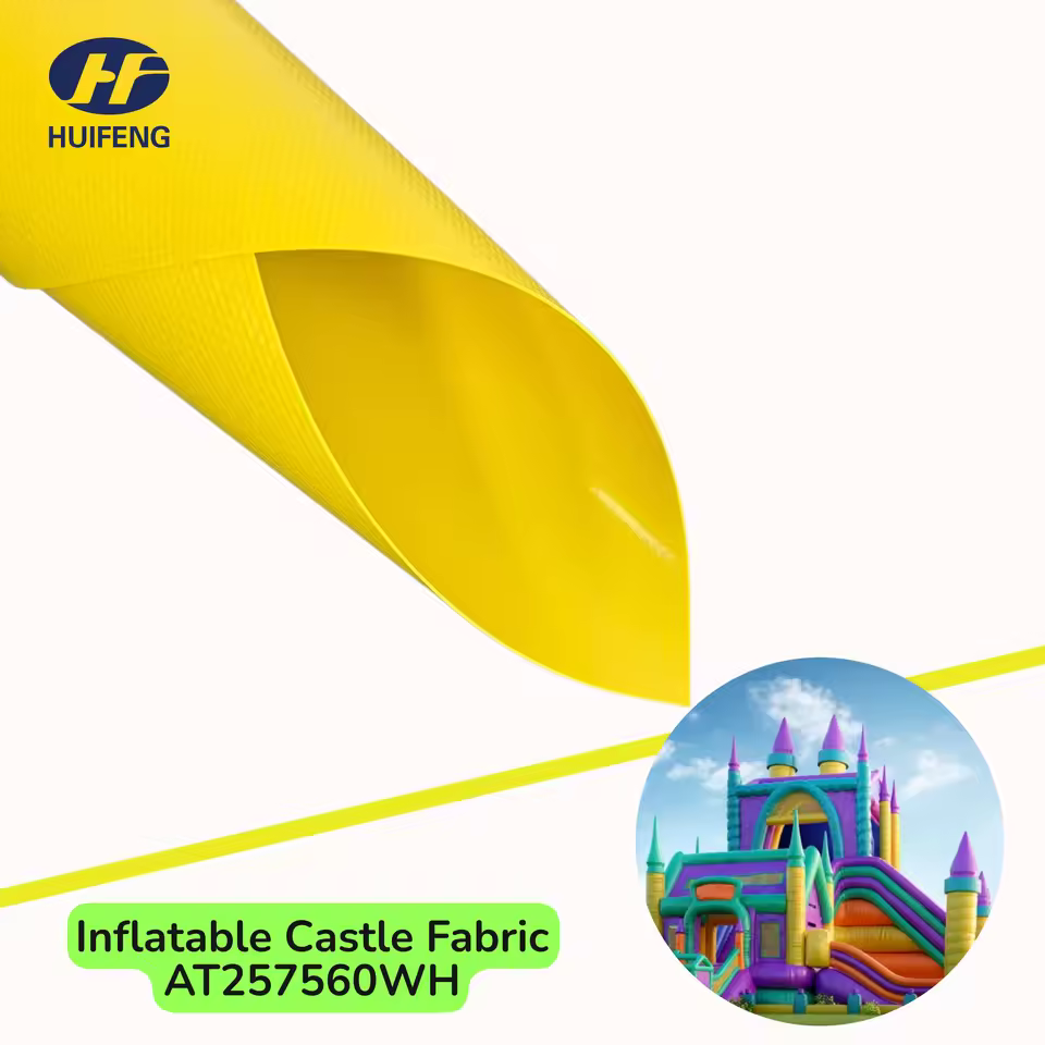 AT257560WH Inflatable Castle Fabric PVC Semi-Coated Polyester Fabric Kids Jumping Bouncer Canvas Vinyl Inflatable Material